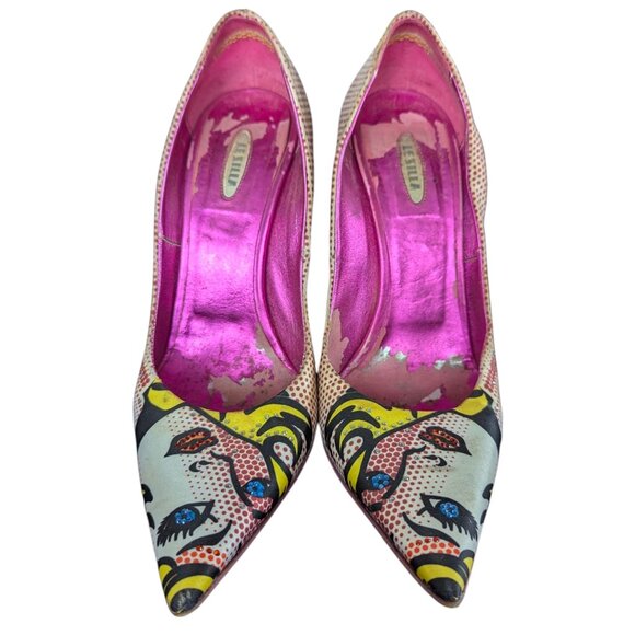 Le Silla pop art satin bejewelled Pointed Toe Crystal Embellished Pumps Size 36 - Picture 9 of 16